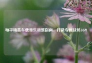 和平精英车载音乐调整指南，打造专属战场BGM