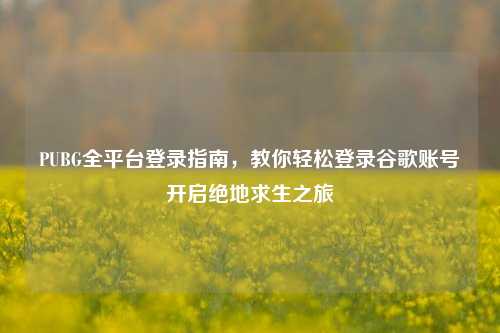PUBG全平台登录指南，教你轻松登录谷歌账号开启绝地求生之旅