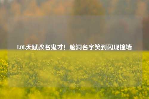 LOL天赋改名鬼才!脑洞名字笑到闪现撞墙