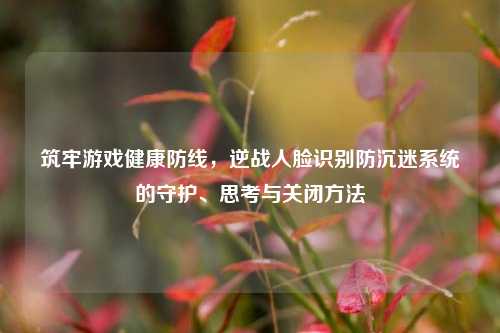 筑牢游戏健康防线,逆战人脸识别防沉迷系统的守护、思考与关闭