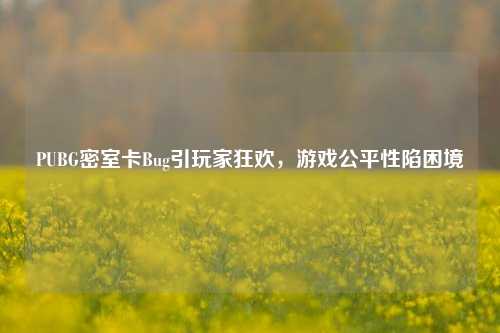 PUBG密室卡Bug引玩家狂欢,游戏公平性陷困境