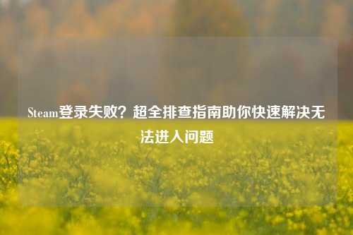 Steam登录失败？超全排查指南助你快速解决无法进入问题