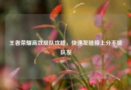 王者荣耀高效组队攻略，快速发链接上分不坑队友