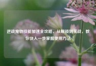 逆战宠物技能加速全攻略，从解锁到实战，教你快人一步掌握使用     