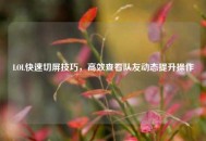 LOL快速切屏技巧，高效查看队友动态提升操作