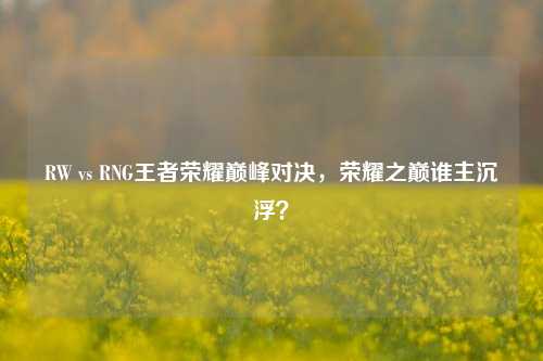 RW vs RNG王者荣耀巅峰对决,荣耀之巅谁主沉浮?