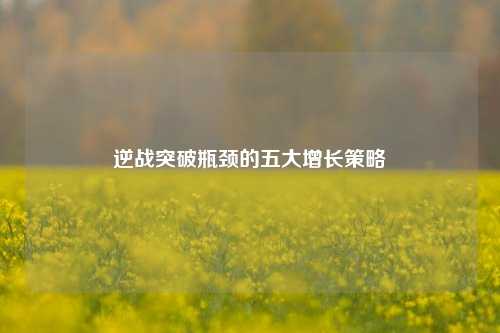 逆战突破瓶颈的五大增长策略