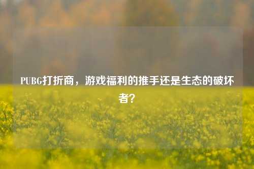 PUBG打折商,游戏福利的推手还是生态的破坏者?