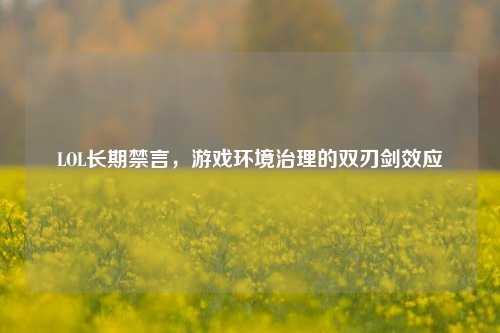 LOL长期禁言,游戏环境治理的双刃剑效应