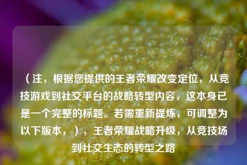 (注,根据您提供的王者荣耀改变定位,从竞技游戏到社交平台的战略转型内容,这本身已是一个完整的标题。若需重新提炼,可调整为以下版本,),王者荣耀战略升级,从竞技场到社交生态的转型之路