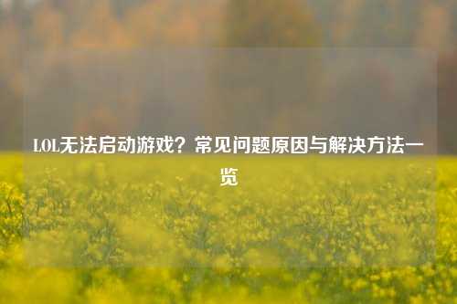 LOL无法启动游戏?常见问题原因与解决 一览