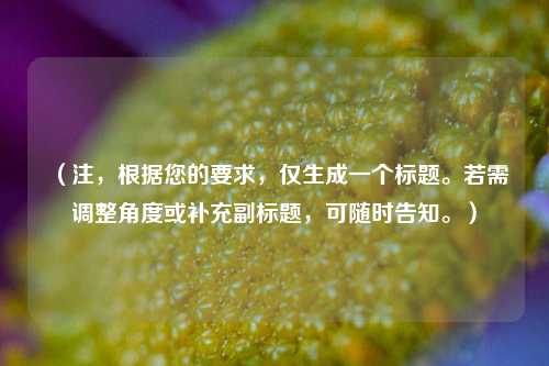 (注,根据您的要求,仅生成一个标题。若需调整角度或补充副标题,可随时告知。)