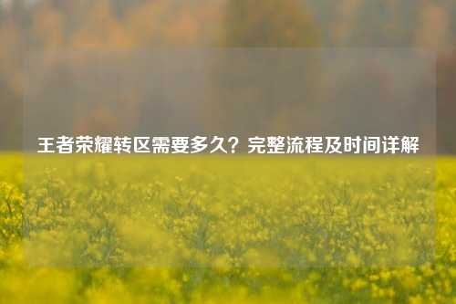 王者荣耀转区需要多久?完整流程及时间详解