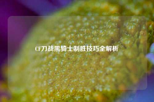 CF刀战黑骑士制胜技巧全解析