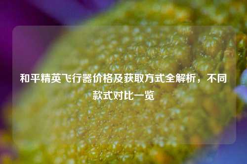 和平精英飞行器价格及获取方式全解析,不同款式对比一览