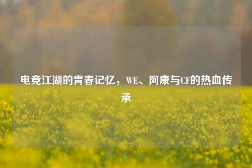 电竞江湖的青春记忆,WE、阿康与CF的热血传承