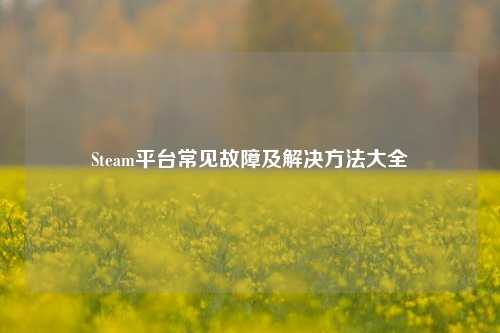 Steam平台常见故障及解决 大全