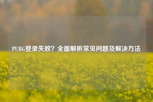 PUBG登录失败？全面解析常见问题及解决     