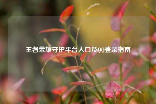 王者荣耀守护平台入口及     登录指南