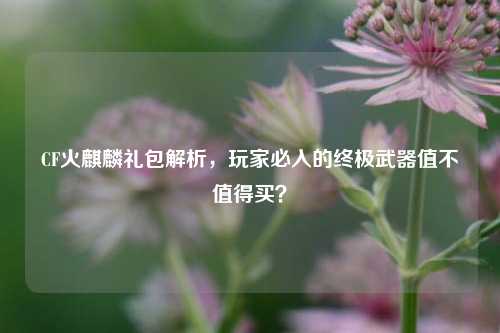 CF火麒麟礼包解析,玩家必入的终极武器值不值得买?