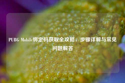 PUBG Mobile绑定码获取全攻略,步骤详解与常见问题解答