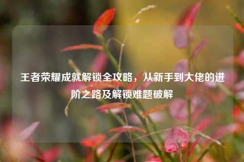 王者荣耀成就解锁全攻略,从新手到大佬的进阶之路及解锁难题破解